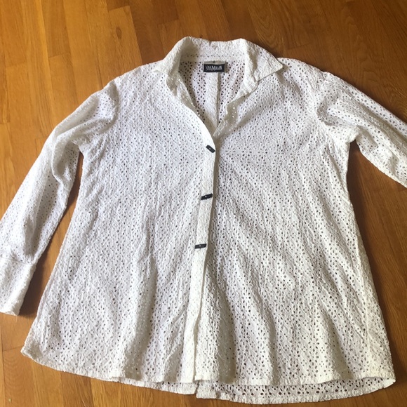White Eyelet oversized over blouse/ jacket One Size - Picture 10 of 10